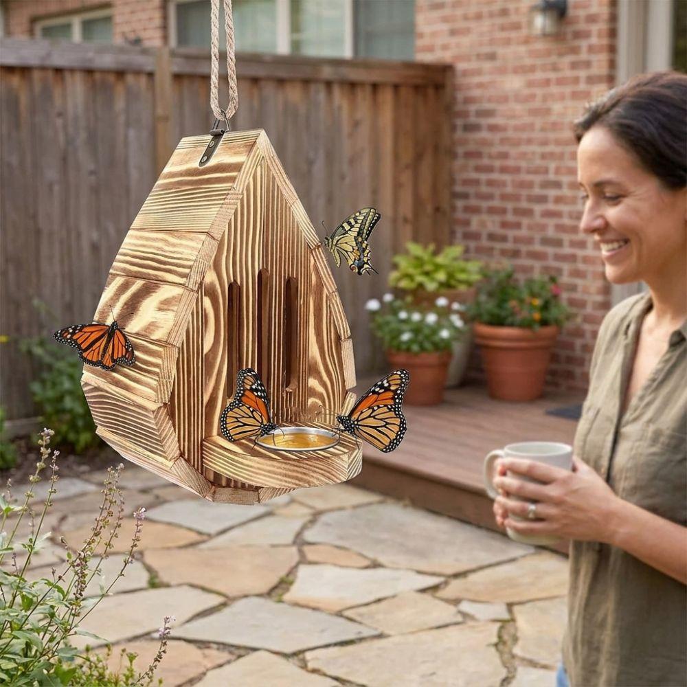 Teardrop Shaped Hanging Butterfly Feeder Rustic Insect Feeder House  Outdoor Garden Use