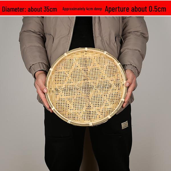 Bamboo Woven Round Winnowing Basket: Household Basket for Storage, Decoration, and Drying Tea or Goods