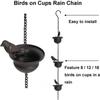 Metal Rain Chain Birds on Cup Rain Catcher Fit for Gutter Home Garden Park Roof Decoration Metal Drainage Downspout Tool