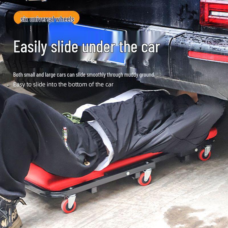 40-Inch Foldable Car Repair Lay-Down Board & Stool with Thickened Casters