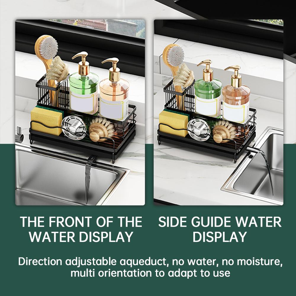 Sponge Holder for Kitchen Sink Caddy Organizer with Detachable High Brush Holder  Dish Sponge Holder Drying Rack