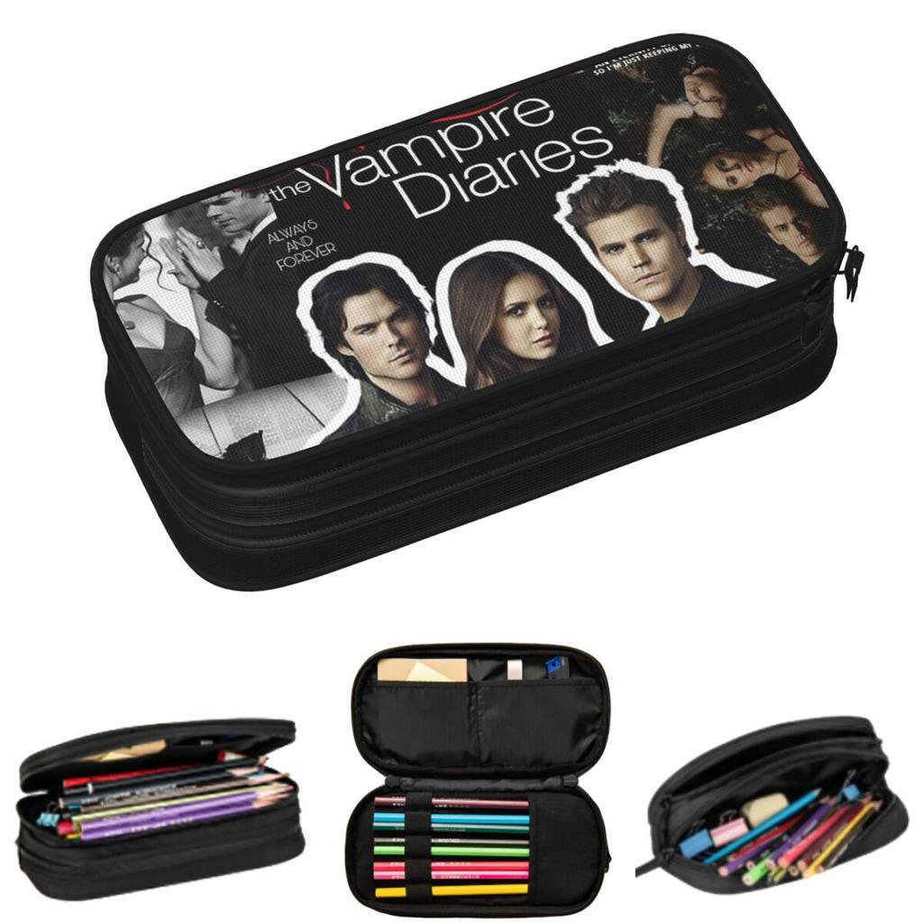 The Vampire Diaries Pencil Cases for Student Gifts Pen Box Pencil Bag Large Storage Pencil Pouch
