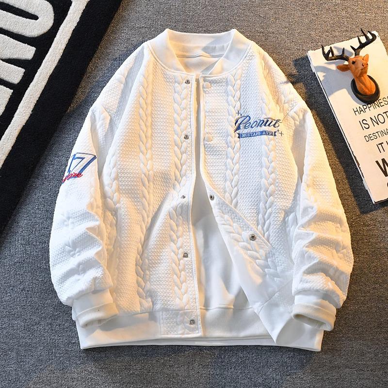 Men's American Retro Embroidered Baseball Jacket - Spring/Autumn, Loose Fit, Casual Style #XXF012