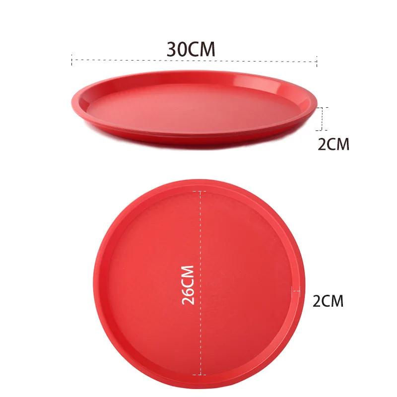 

Non Slip Round Plastic Tray Restaurant Serving Plate Lined Non-Slip Tray Coffee Drinks Tray Fast Food Serve Dishes Bar Tool Quality (as the picture-71158-)-