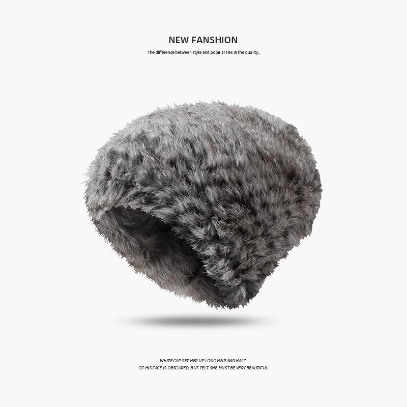 Real rabbit fur wool hat fashionable versatile warm and cold hat children winter big head circumference ear protection casual cover cold hat