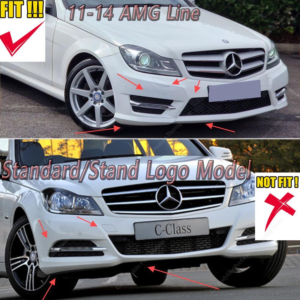 Maxton Style Front Bumper Lip Spoiler Splitter For Mercedes W204 S204 C63 AMG/AMG-line 2011-2014 Facelift Bodykits Tuning