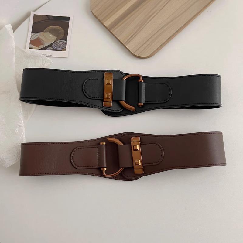 Wide belt women's decorative dress black autumn and winter elastic suit waist seal sweater fashionable and versatile