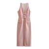 2025 Spring/Autumn Women's European & American Style Casual Loose Midi Vest Dress