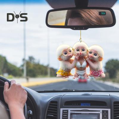 Cartoon Monkey Pendant 2D Acrylic Hanging Ornament Car Interior Rearview Decoration Spectacled Monkey Charm for Backpack Keychain