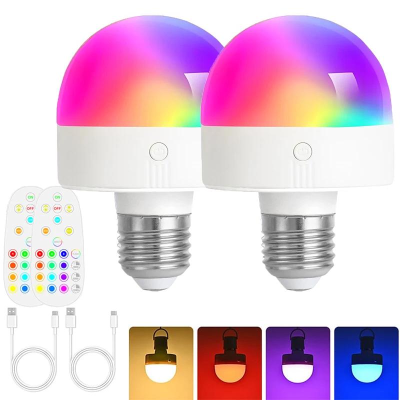 Modern LED Light Bulb Live Lamp RGB Dimmable Remote Control E27/E26 Universal Interface No Wiring Charging Type Wall Lamp Bulb