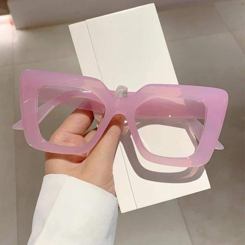 Trendy Women Glasses Frame Stylish Square Brand Design Eyewear Oversize Eyeglasses for Decoration Photograph