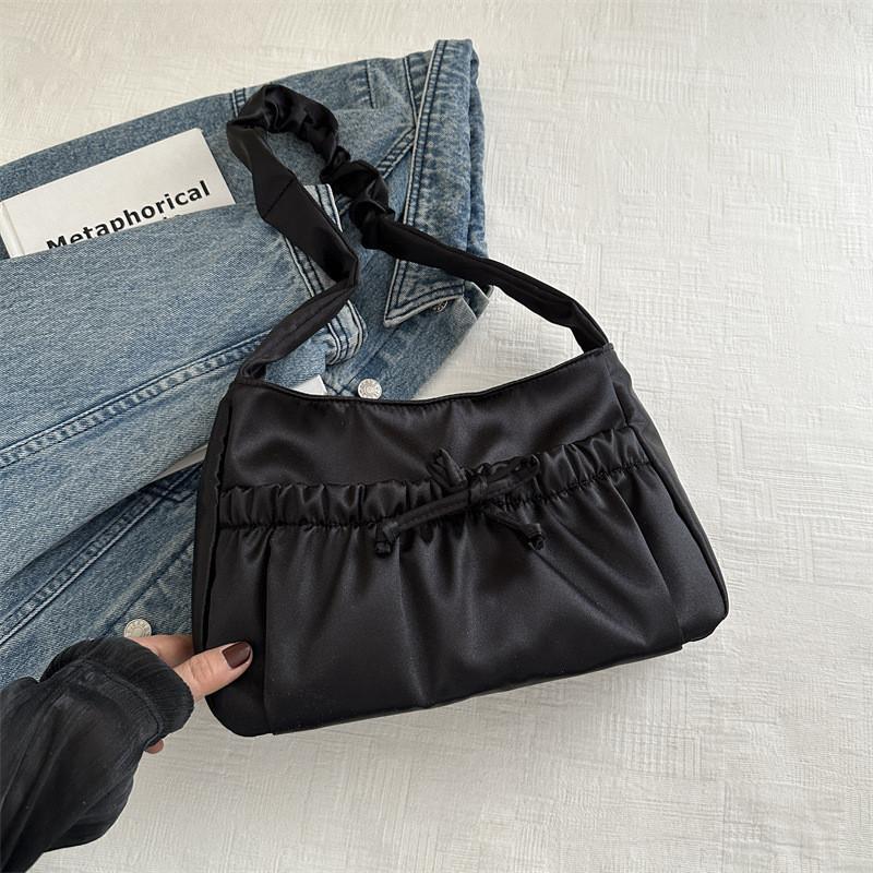

Trendy 2024 Women s Drawstring Pleated Underarm Bag Street Style Pu Shoulder Bag With Spacious Interior чёрный