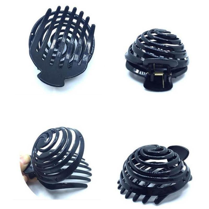 Mushroom Head Hollow Hair Out Women Barrettes Claw Crab Black Hair Clip Clips
