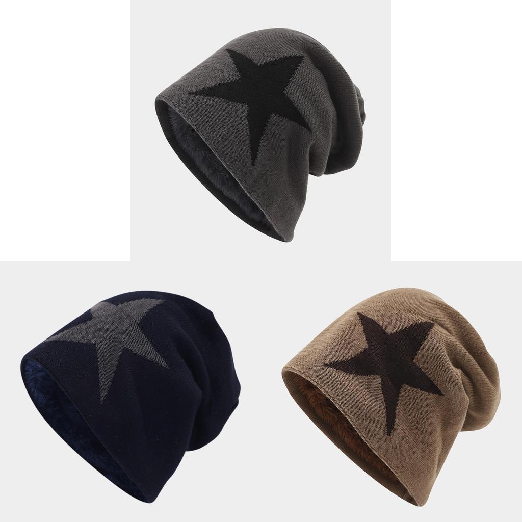 Knit Hat Men Winter Beanie With Fleece Lining For Outdoor Casual Warmth