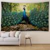 Vintage Pfau Wandteppich Bohème Stil Minimalistisch Geheimnisvolle Kunst Dschungelblume Ölgemälde Wohnzimmer Schlafzimmer Heimdekoration