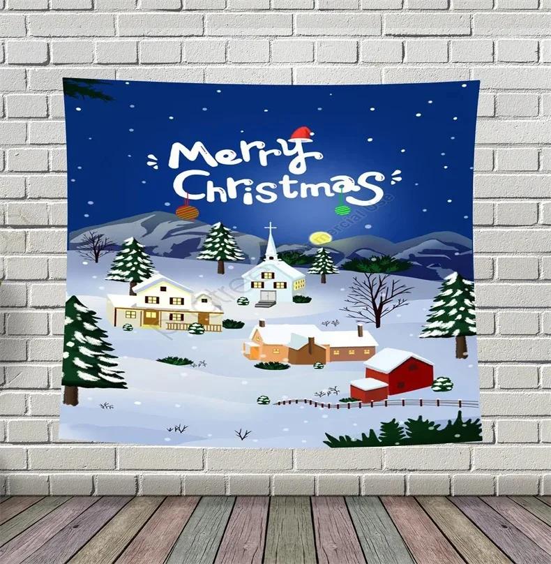 Christmas Pattern Tapestry Home Bedroom Living Room Wall Decoration Santa Claus