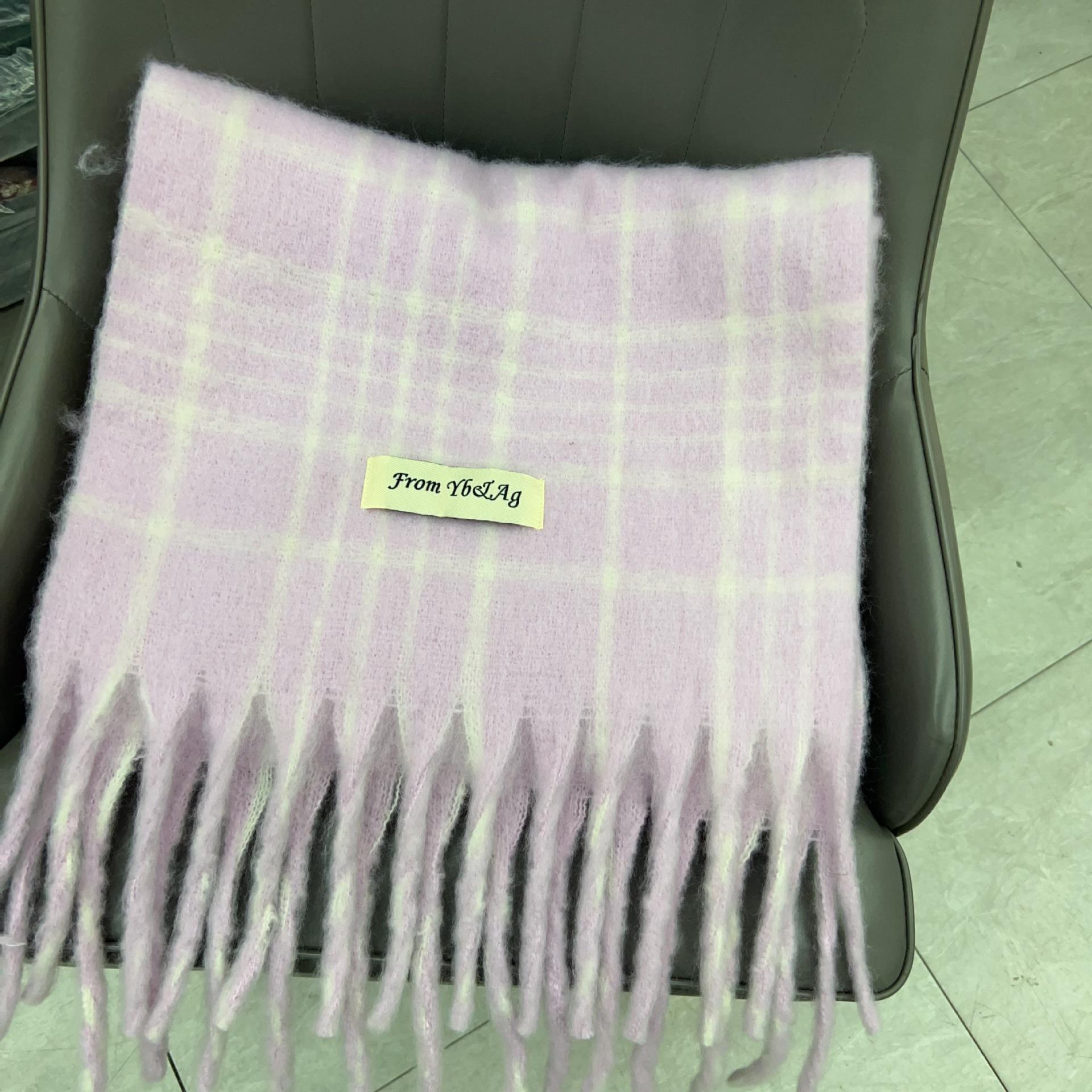 

Женский шарф премиум-класса из мохера в клетку: Зимняя теплая шаль с кисточками и ветрозащитная манишка