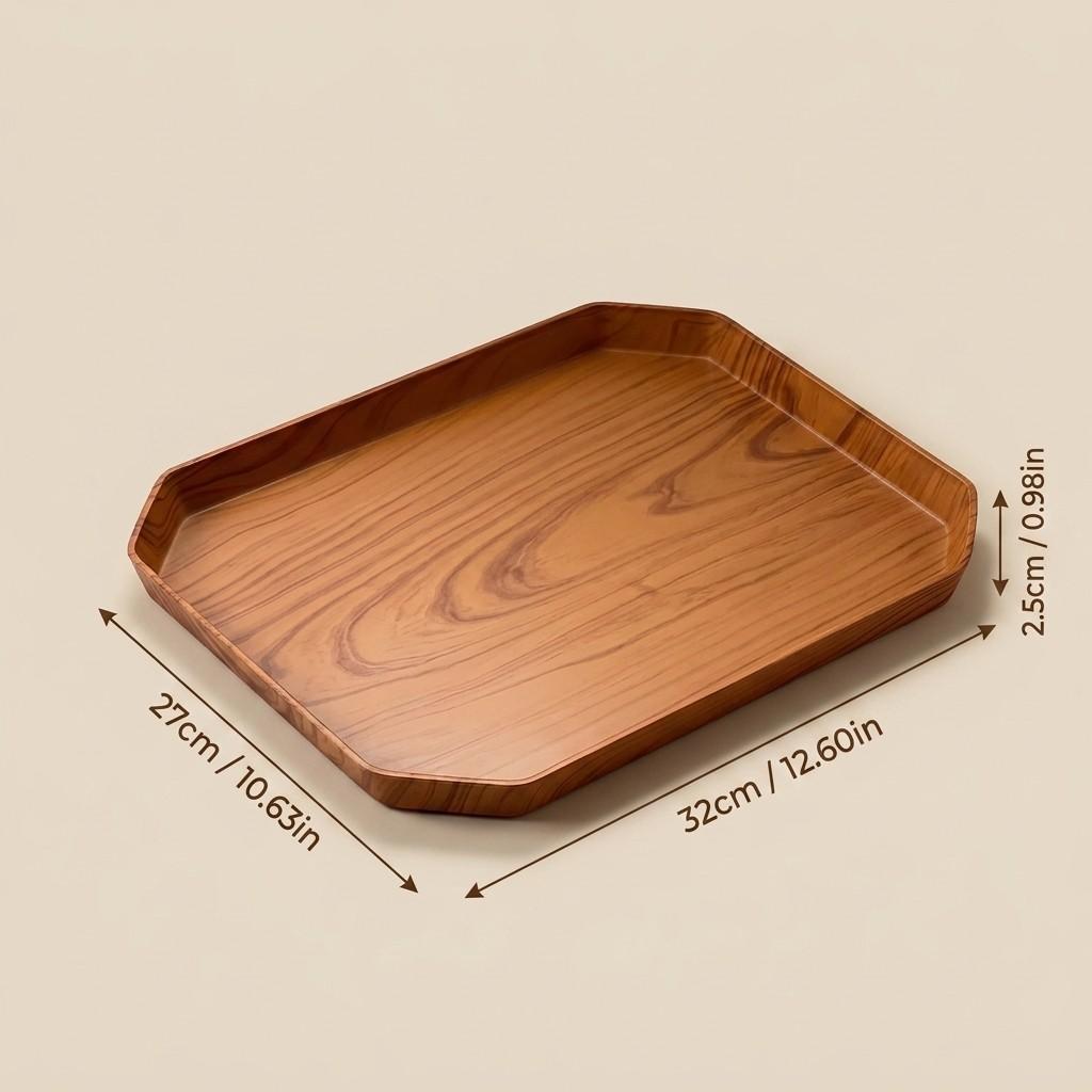 Waterproof Bathroom Vanity Tray Countertop Makeup Organizer Stackable Octagon Plastic Wood Grain Perfume Cosmetic Storage Tray