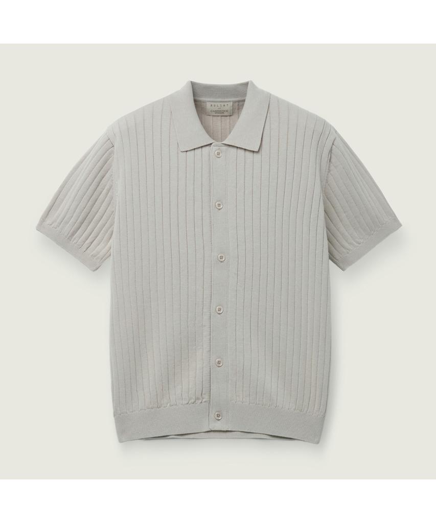 Kaembeulijimembeoseu [Movere X Roliat] Collaboration Collared Short Sleeve Full-Open Sweater Gray Mcwam26612Gyl