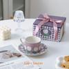 Premium Leisure Style Coffee Mug and Saucer Tulip Pattern French Afternoon Tea Dessert Cup and Dessert Plate Breakfast Milk Gifts Cup