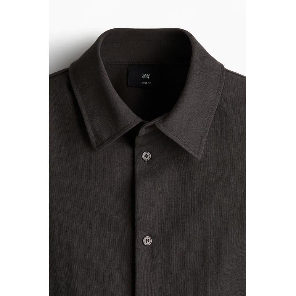 H M Loose Fit sHirt Dark Brown