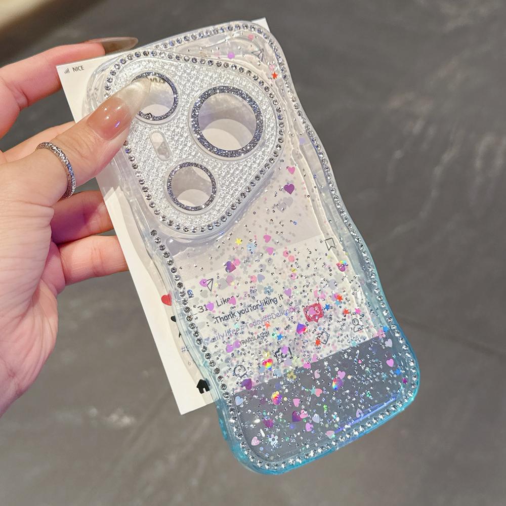 KEYSION Gradient Transparent Glitter Jewelle Phone Case for Huawei Pura 70 80 Pro 70 Ultra Lens Protector Shockproof Back Cover