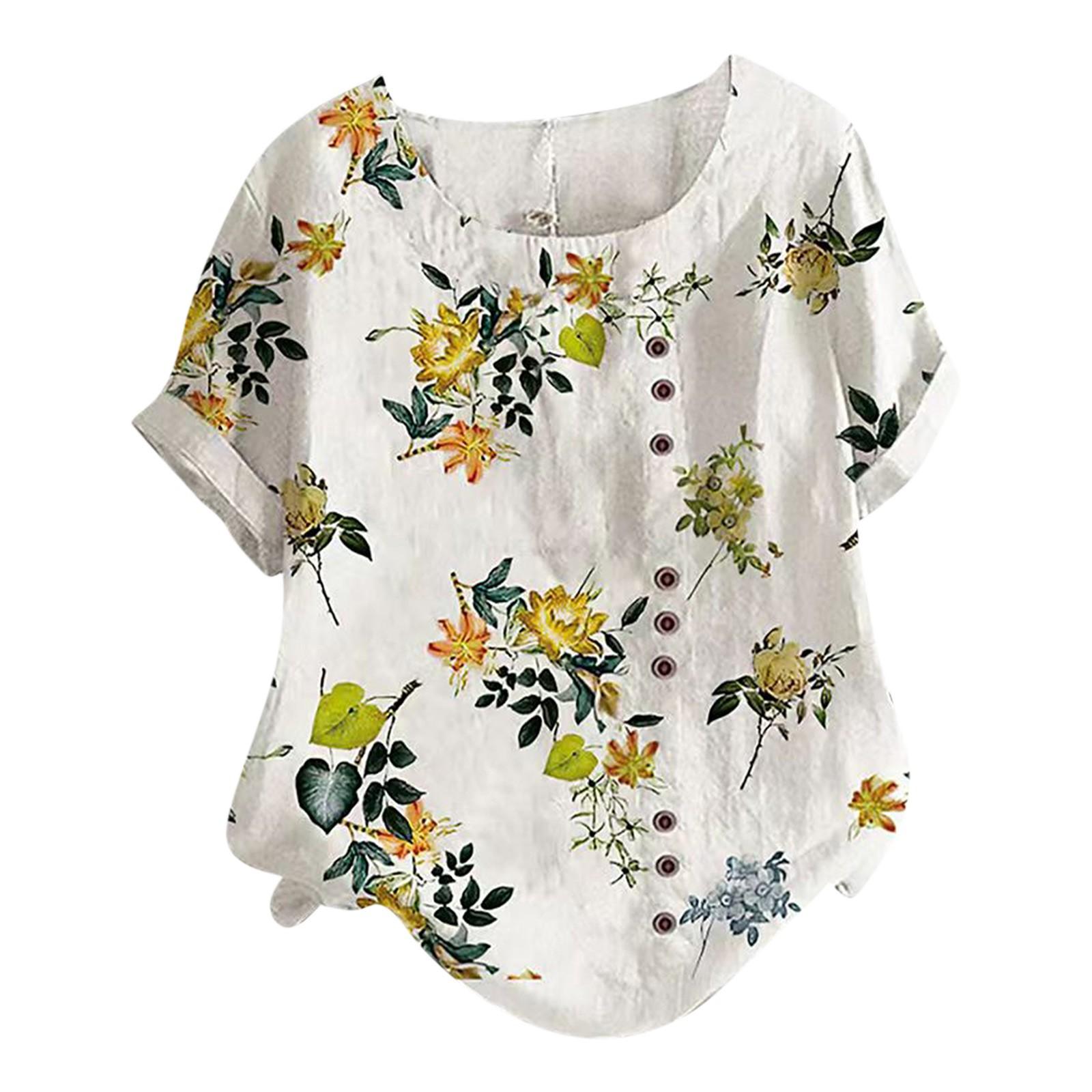 

Женская повседневная свободная футболка с круглым вырезом и короткими рукавами с принтом XL жёлтый