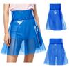 S-XXL Doorzichtig PVC Hoge Taille Geplooide Zoom A-lijn Minirok Transparante Cover-up Rok voor Vrouwen Strandfeest Rave Clubkleding Festivals