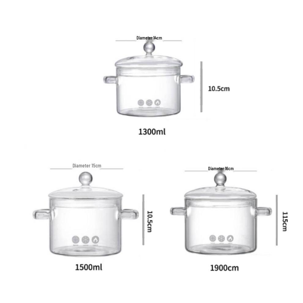 High-Temperature Resistant Large-Capacity Borosilicate Glass Pot for Steaming, Cooking, and Salads