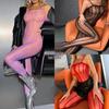 Sexy body s gradientní barvou a otevřeným rozkrokem: Vysoce elastické poloprůhledné erotické prádlo