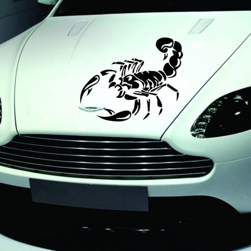 Accessori Decorativi per Auto-Badge Decalcomania Cofano Adesivi Scorpione 3D Nero/Bianco
