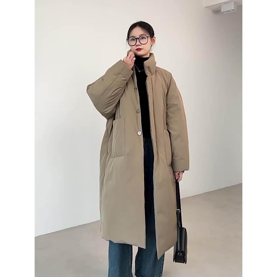 Dlouhé Parky Zimní Dámské Oblečení Větruodolné Svrchní Oblečení Teplá Silná Bavlnou Polstrovaná Bunda Jednorázové Zapínání Studený Kabát Prošívaná Bunda