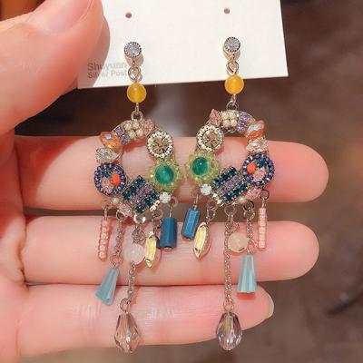 Steel Needle with Diamonds, Pearl Fringed Earrings, Exquisite Temperament, Ethnic Style Stud Earrings, Niche Light Luxury, Versatile Earrings, Women