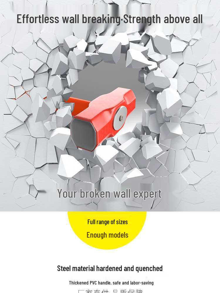 Ciężki duży młot kowalski: Ośmiokątny młotek kamieniarski ze stali przeciwwybuchowej do rozłupywania kamienia i ścian z uchwytem.