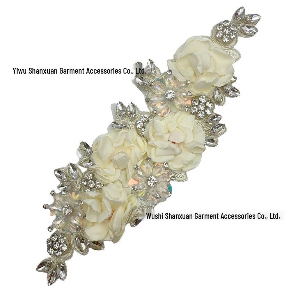 

Rhinestone Flower Evening Wedding Dress бежевый