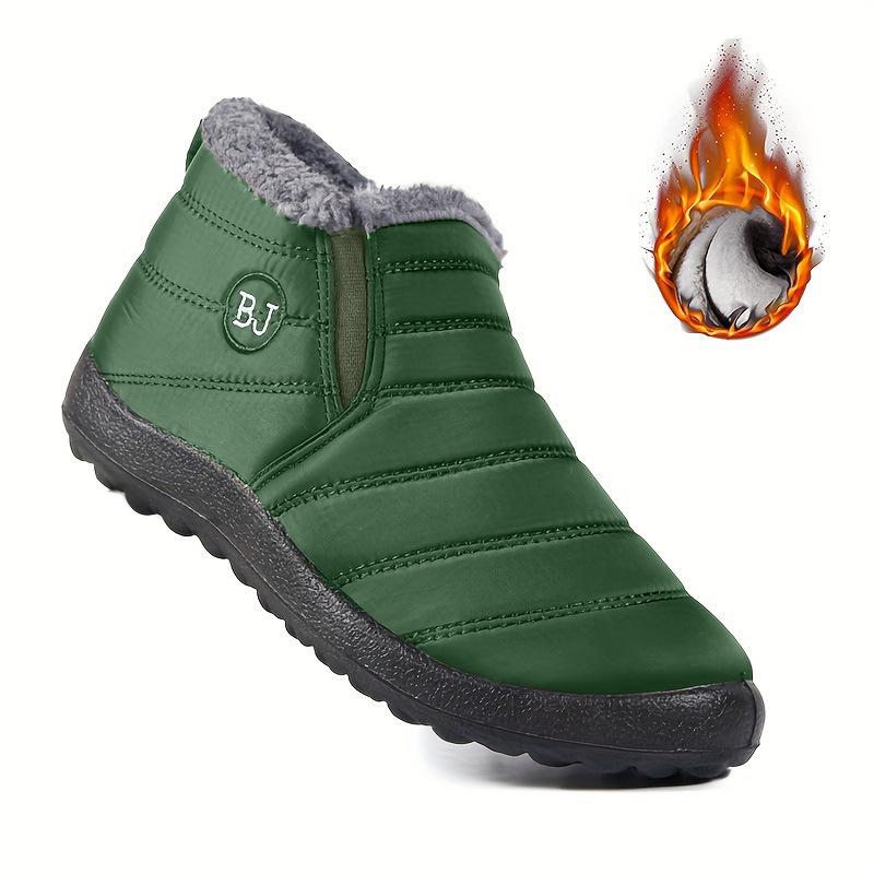 Women's Waterproof Ankle Boots Slip On Soft Sole Platform Shoes Round Toe Plush Lined Cozy Winter Boots