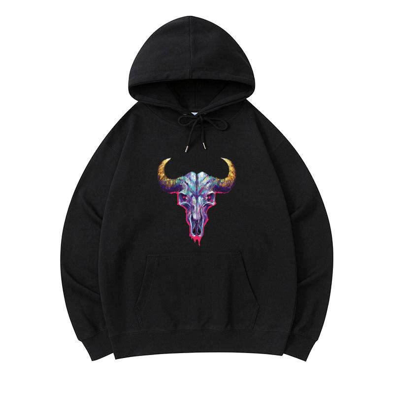 

300 GSM Men s Healthy Cotton Hoodies Radio Active Doom Bull Print Premium Cotton Sweatshirt