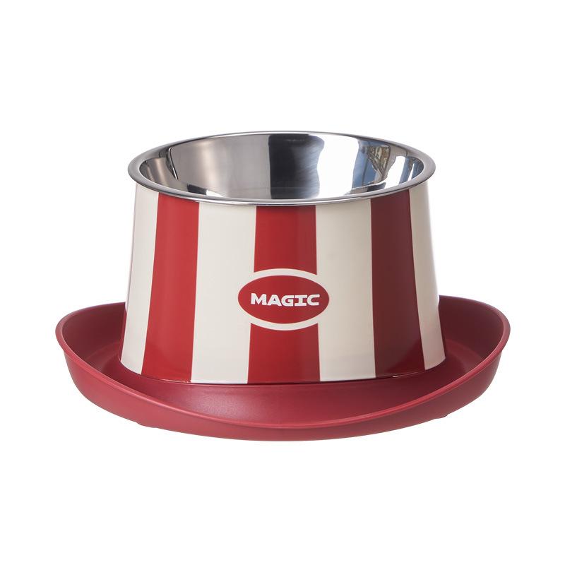 

1pc pet stainless steel single bowl neck protection leak proof food pet bowl elevated neck protection dog bowl anti knock cat bo красный