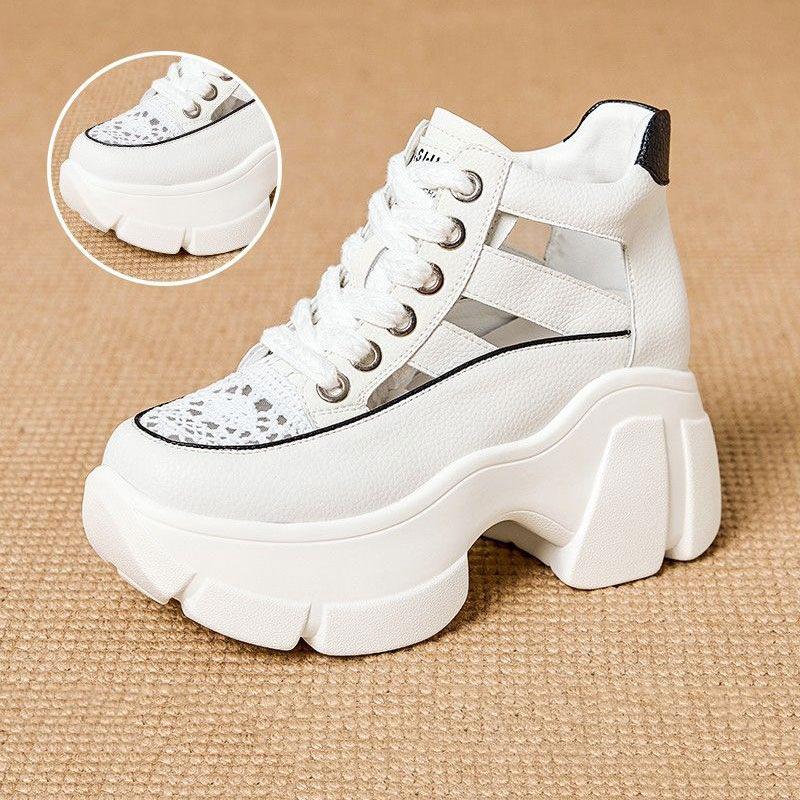 Thick-soled bag head sandals women's hollow and breathable autumn new super-fire inner height-increasing casual hole shoes
