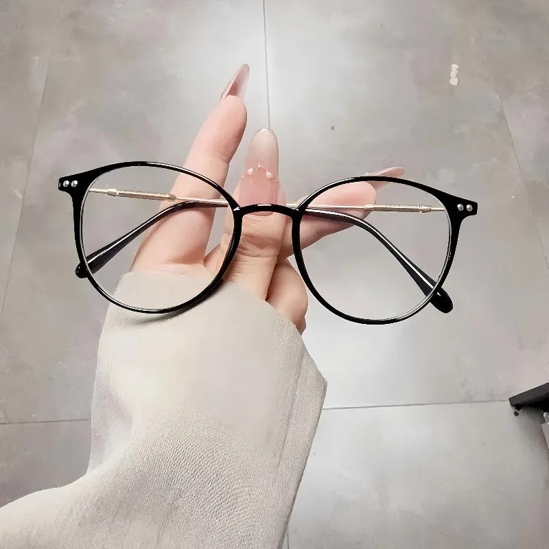Gafas Decorativas Femeninas Clásicas Literarias Montura de Color Sólido Cómodas para Profesionales del Lugar de Trabajo Gafas de Moda