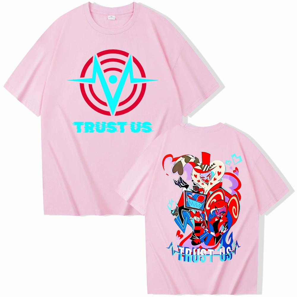 2026 Anime Hazbin Hotel Trust Us Tshirt Woman Man Harajuku Round Neck Tshirt  Hazbin Hotel  Mens Tshirt 2026 Womens Tshirt