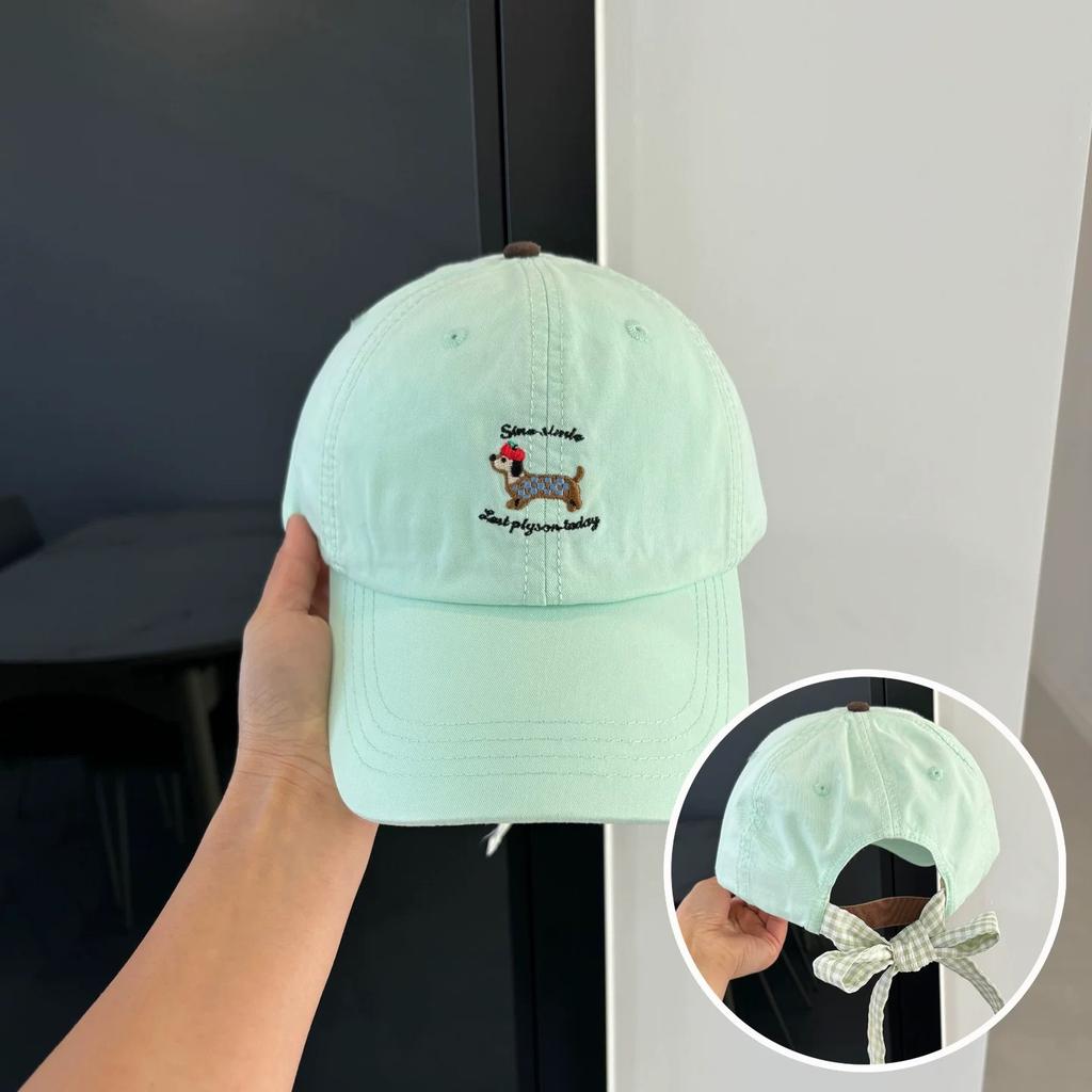 Sunshade Plaid Straps Versatile Cute Peaked Caps Fashion Casual New Women Cartoon Embroidered Letters Sausage Dog Baseball Hats