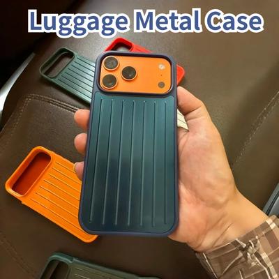 3D Travellers Luggage Metal Smooth-Touch Case for IPhone 17 Pro Max 16 15 14 13 for Rimowa Aluminum Alloy Back Protect Cover with Gift Box