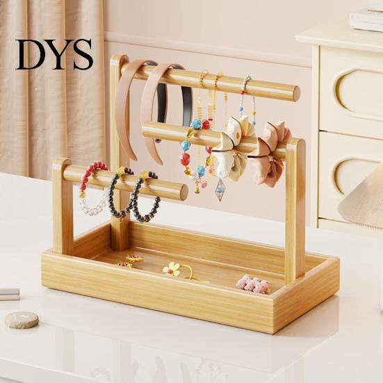 Desktop Storage Rack Wooden Headband Holder Stand, Hair Accessories Organizer Tray for Hairbands, Scrunchies, Wood Ties, Bows & Clips, Jewelry Display
