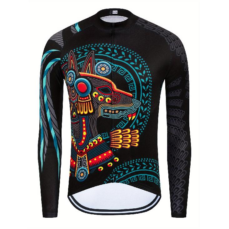 Fato de Ciclismo de Manga Comprida com Design de Zíper Antideslizante para Bicicletas de Montanha e Bicicletas de Estrada, Roupa Absorvente de Suor e de Secagem Rápida