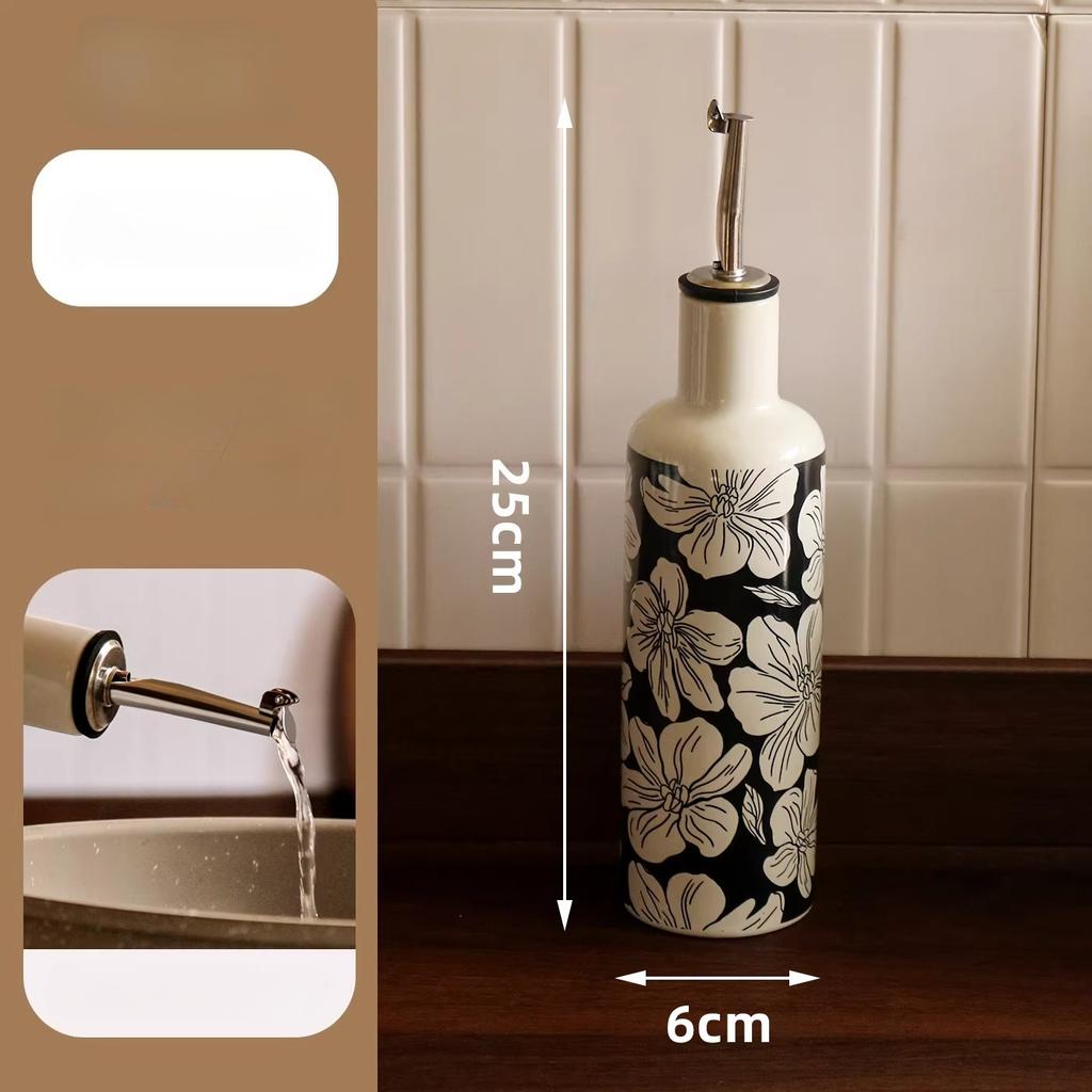 Ceramic Oil Dispenser Oil Automatic Open Close Bottle with No-Drip Spout for Cooking Oil Vinegar Storage Idear Gift