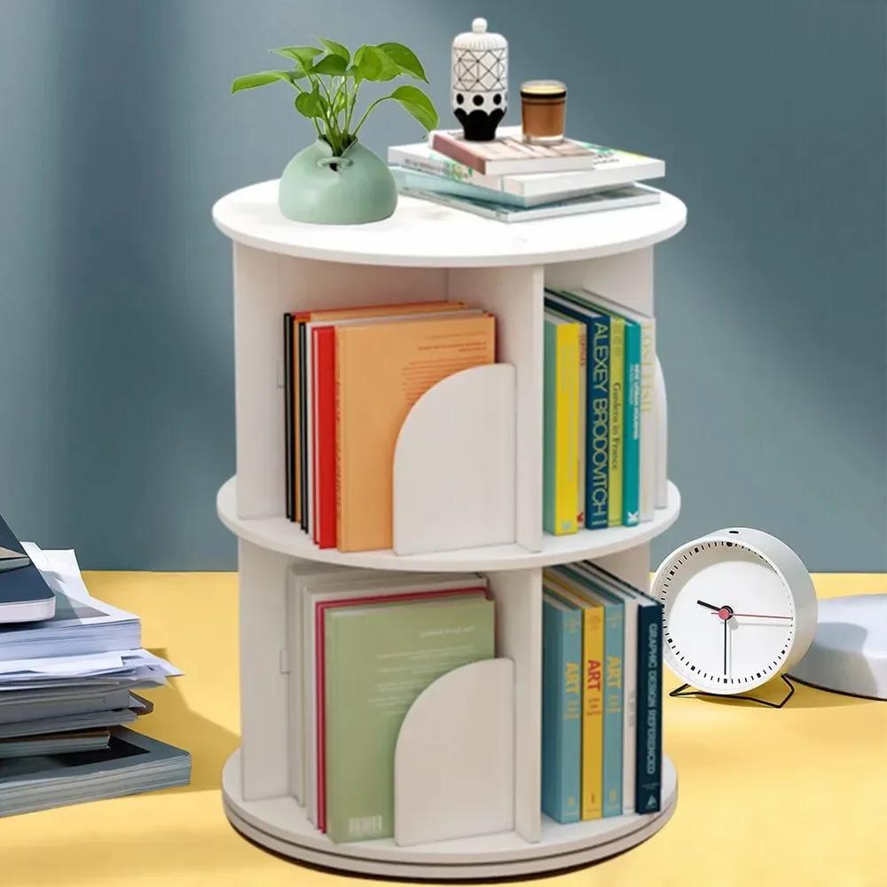 360° Rotating Bookshelf with 2 Layers – Freestanding Bookcase & Display Shelf