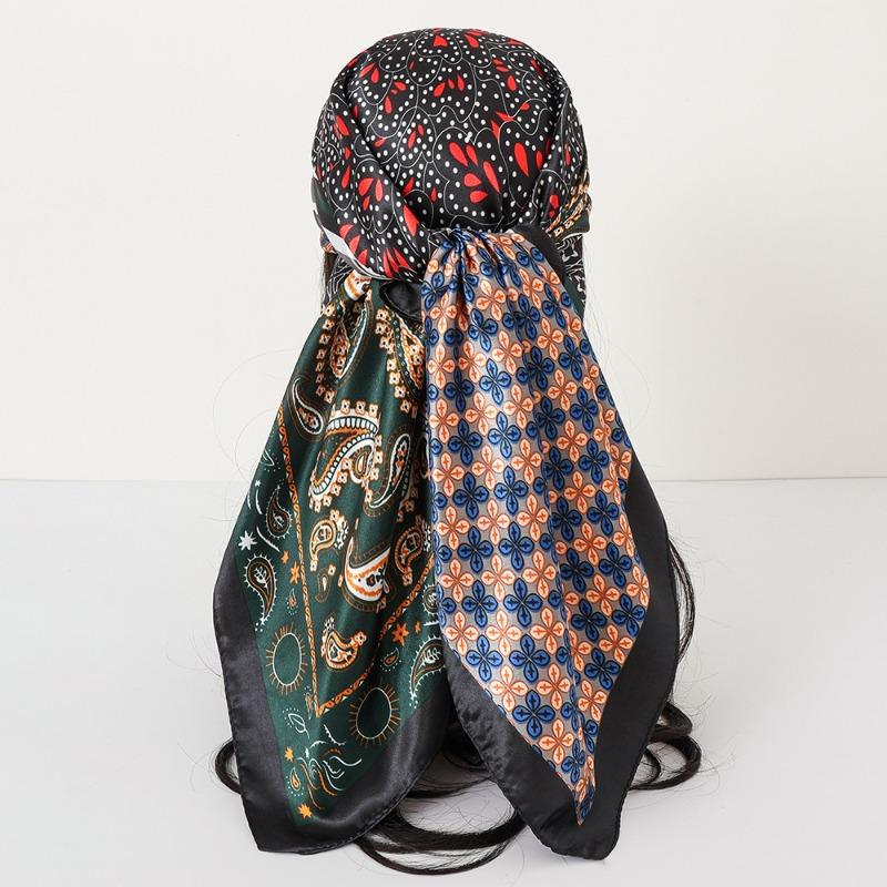New cashew print silk scarf women's trend versatile shawl satin headscarf 90 square scarf scarf women