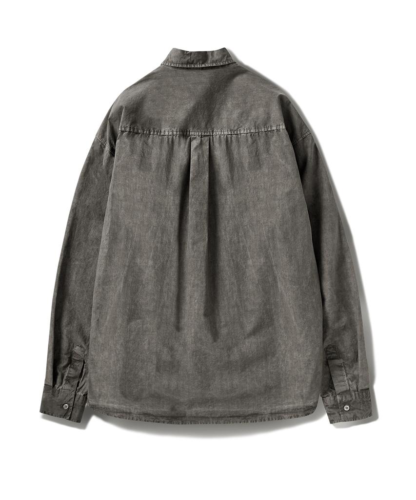 Peullukeu Slam Logo Pigment Washed Shirt Dark Grey Fls207