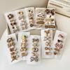 5pcs Sweet Kids Hair Clip Beige Coffee Color Plush Hairpin for BabyToddler Autumn Winter Kawaii Bowknot Headwear for Girls